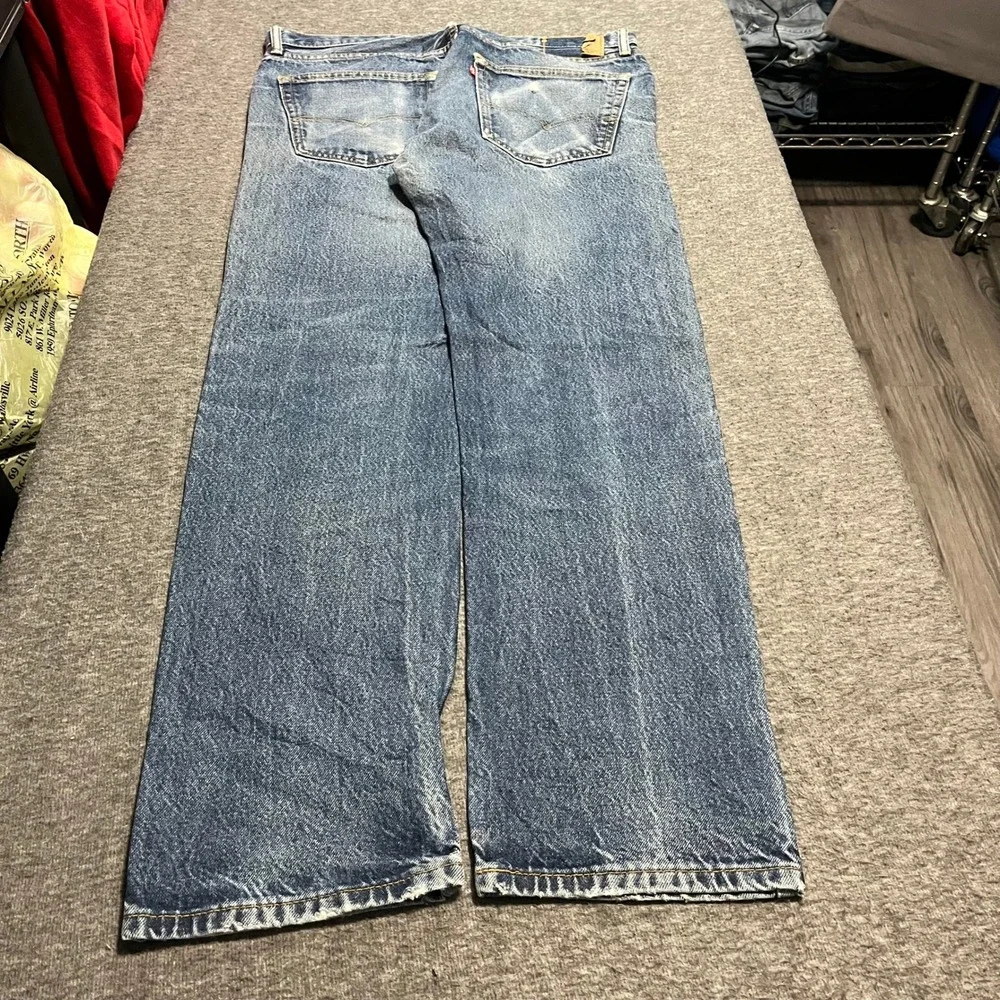 Levis 505 Regular Fit Straight Leg Jeans Medium Wash Blue Denim 36x34